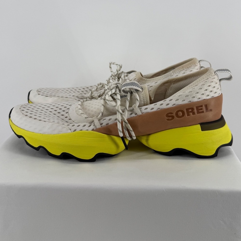 Sorel Kinetic Impact Lace Sneakers Sea Salt Acid Yellow NL4073-126 Womens 10